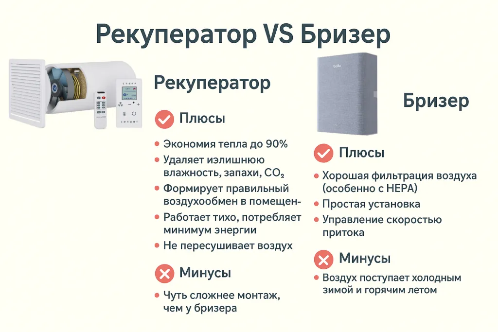 рекуператор или бризер? что выбрать?