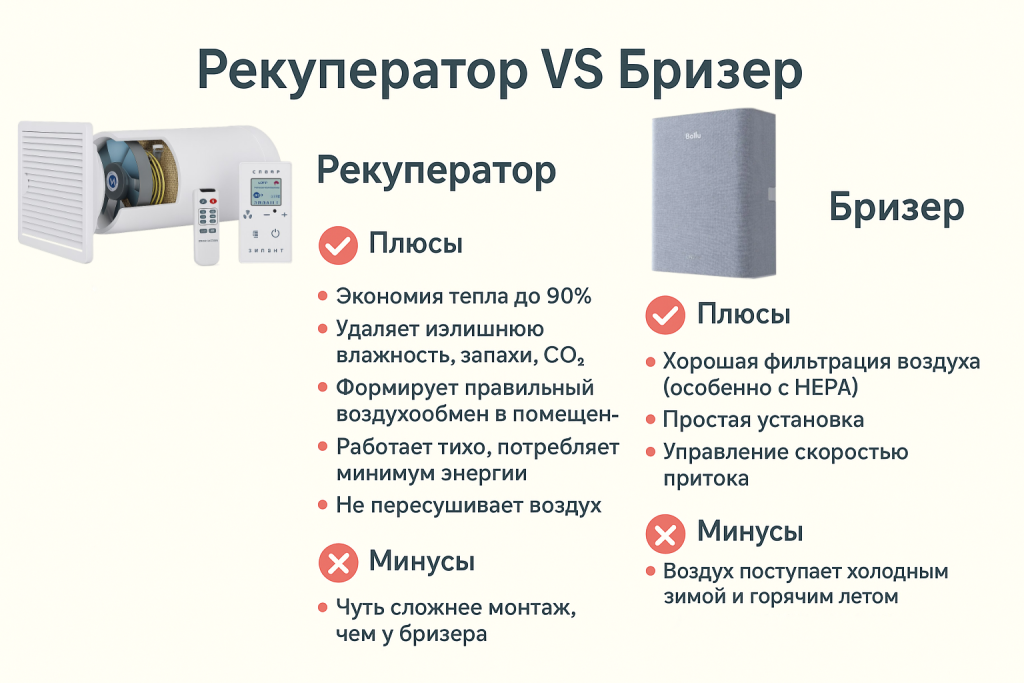 рекуператор или бризер? что выбрать?
