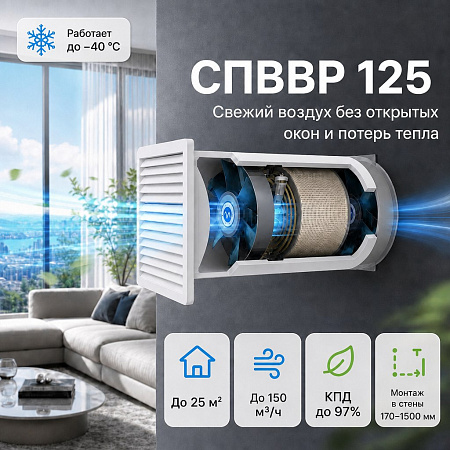 СПВВР 125 - вентиляция с рекуперацией тепла для помещений до 25 м